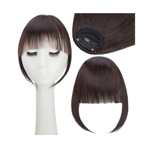 Pony-Haarspange, synthetischer, gefälschter, stumpfer Air-Pony, Clip-in-Haarverlängerung, Clip-in-Französischer Pony, gerader Pony, falsches Haarteil für Frauen, Clip-in-Pony (Farbe: 4A) von Generic