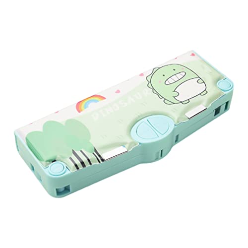 Pops Out Out Bencil Case große Kapazität Multifunktionales Bleistiftkoffer mit Druckknopf -Schärfer Lineal Eraser Green Dinosaurier von Generic