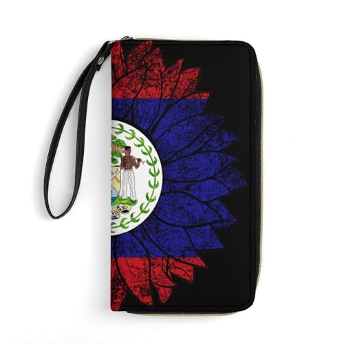 Portemonnaie Vintage Sonnenblume Belize Belize Flagge Geldbörse Printmotiv Geldbeute Lustige Kleine Münzbörse Für Mädchen, Lehrer, Mutter von Generic