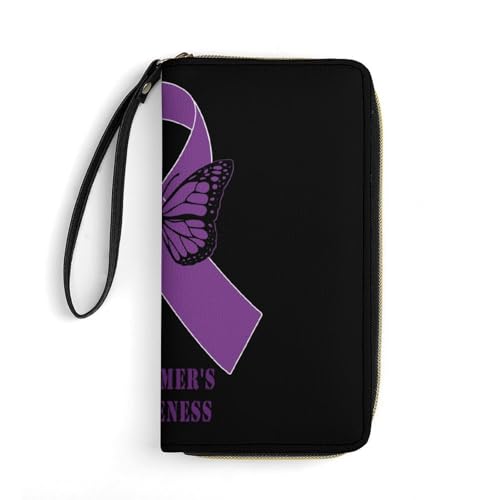 Portmonee Alzheimer-Bewusstsein Leder Geldbörse Tragbare Kartenetui Vintage Design Wallet Für Freundin, Frauen, Mädchen von Generic