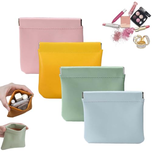Pouchic -Personalized Snap Closure Leather Organizer Pouch, Portable Purse Organizer Pouches for Lipstick, Travel, Jewelry (4PCS-A) von Generic
