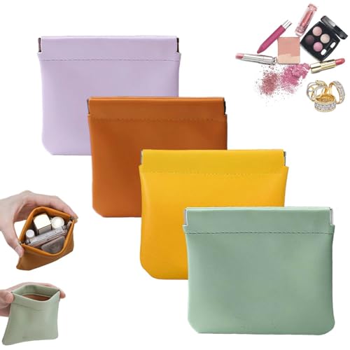 Pouchic -Personalized Snap Closure Leather Organizer Pouch, Portable Purse Organizer Pouches for Lipstick, Travel, Jewelry (4PCS-C) von Generic