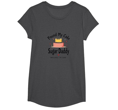 Pound My Cake Sugar Daddy Lustiger Backhumor für Erwachsene T-Shirt, Girls, Anthrazit Meliert, S von Generic