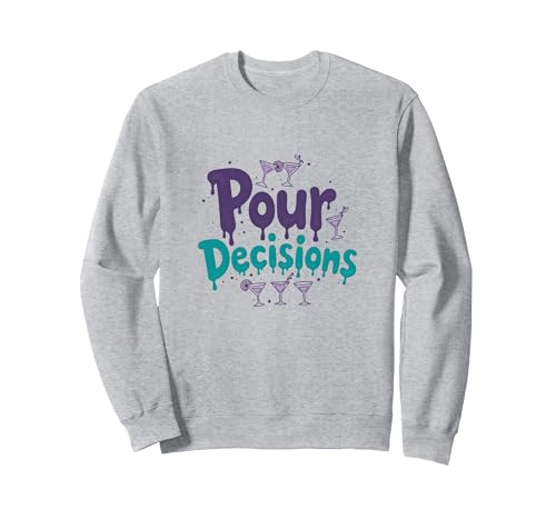 Pour Decisions Barkeeper für Frauen Cocktail Humor Sweatshirt, Unisex für Erwachsene, Grau Meliert, XL von Generic