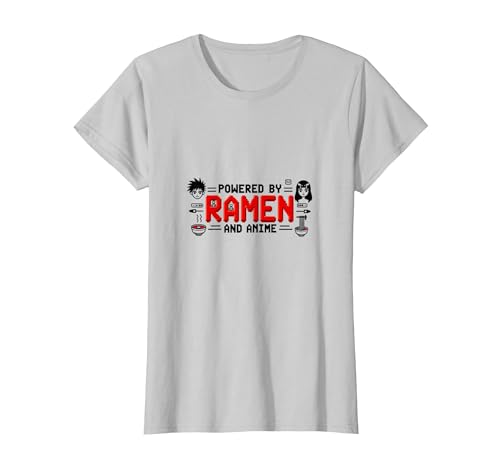 Powered by Ramen and Anime: Otaku Lifestyle, Anime T-Shirt, Damen, Silber, XXL Powered by Ramen and Anime: Otaku Lifestyle, Anime T-Shirt, Damen, Silber, XXL von Generic