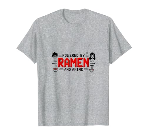 Powered by Ramen and Anime: Otaku Lifestyle, Anime T-Shirt, Herren, Grau Meliert, XL von Generic