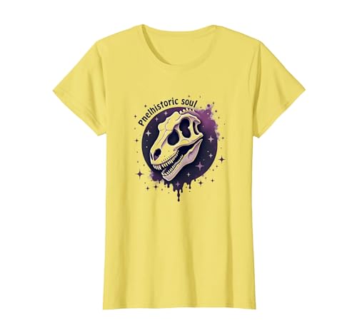 Prähistorische Soul Dinosaurier Fossil Art für Paläontologie Fans T-Shirt, Damen, Gelb, S von Generic
