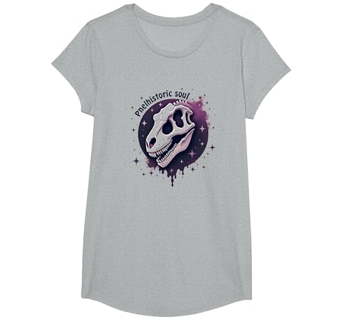 Prähistorische Soul Dinosaurier Fossil Art für Paläontologie Fans T-Shirt, Girls, Grau Meliert, S von Generic