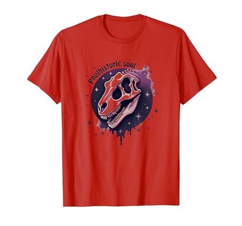 Prähistorische Soul Dinosaurier Fossil Art für Paläontologie Fans T-Shirt, Herren, Rot, S von Generic