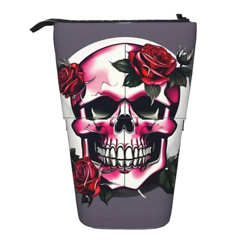 Praktischem Briefpapier Tasche Rosenschädel Pencil Case Tragbar Bleistift Beutel für Mädchen Kinder Erwachsene von Generic