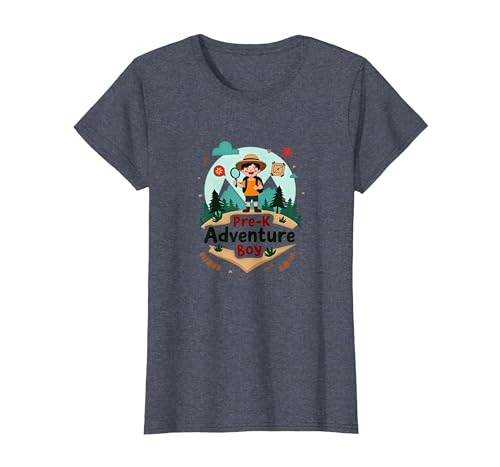 Pre-K Adventure Boy Outdoor Explorer Wildnissucher T-Shirt, Damen, Blau Meliert, XS Pre-K Adventure Boy Outdoor Explorer Wildnissucher T-Shirt, Damen, Blau Meliert, XS von Generic