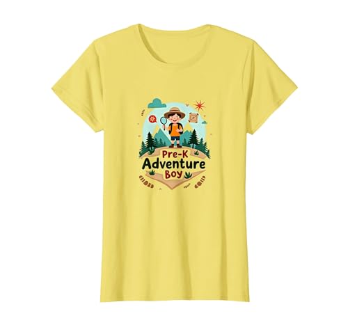 Pre-K Adventure Boy Outdoor Explorer Wildnissucher T-Shirt, Damen, Gelb, XS Pre-K Adventure Boy Outdoor Explorer Wildnissucher T-Shirt, Damen, Gelb, XS von Generic