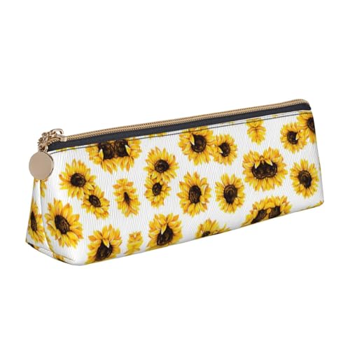 Premium Federmappe Sonnenblume Bleistift Tasche Strapazierfähig Bleistiftetui für Erwachsene Damen Schule von Generic