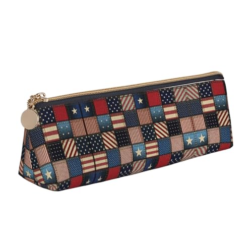 Premium Stiftetasche Patchwork mit amerikanischer Flagge Pencil Case Strapazierfähig Briefpapier Tasche für Studenten Erwachsener Damen von Generic