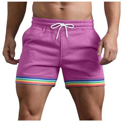 Pride Shorts Herren LGBT Gay Pride Flag Regenbogen Shorts Kurze Hose Sport Sommer Kurze Hosen Schnelltrocknende Laufshorts Trainingshose Outdoor Sporthose Pride Month 2024 Regenbogen Geschenke von Generic