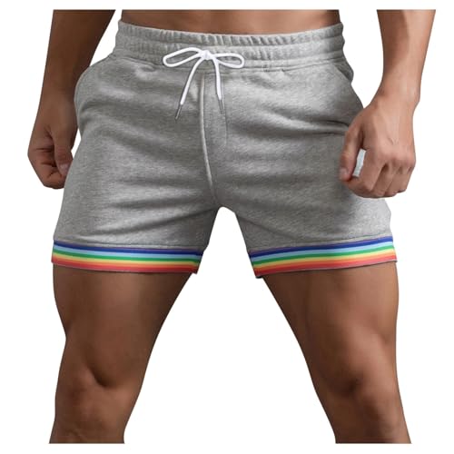 Pride Shorts Herren LGBT Gay Pride Flag Regenbogen Shorts Kurze Hose Sport Sommer Kurze Hosen Schnelltrocknende Laufshorts Trainingshose Outdoor Sporthose Pride Month 2024 Regenbogen Geschenke von Generic