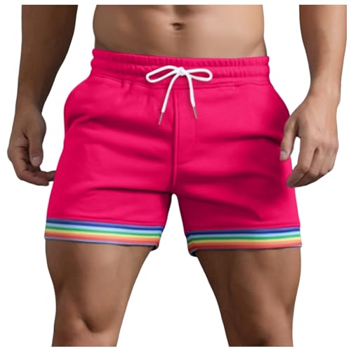 Pride Shorts Herren LGBT Gay Pride Flag Regenbogen Shorts Kurze Hose Sport Sommer Kurze Hosen Schnelltrocknende Laufshorts Trainingshose Outdoor Sporthose Pride Month 2024 Regenbogen Geschenke von Generic