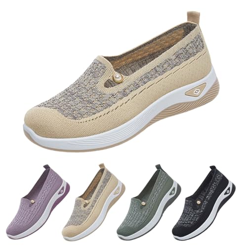 Prime-Day-2025-Angebote Hausschuhe Damen Sommer Flach Walkingschuhe Damen Breite Füße Orthopädische Sneakers Mesh Weichen Sohlen Leichte Stoffturnschuhe Trekkingschuhe Atmungsaktive Turnschuhe von Generic