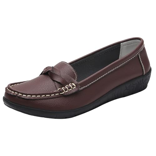 Prime-Day-2025-Angebote Kletterschuhe Damen Mokassins Damen Flache Solide Weichen Sohlen Leder Halbschuhe Bootsschuhe Breite Sommerschuhe Casual Elegante rutschfeste Trekkingschuhe von Generic