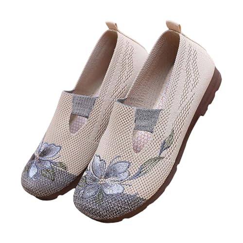 Prime-Exclusive-Discount Damenschuhe Weite K Flach Walkingschuhe Damen Sommer Mit Blumenstickerei Verleiht Sneakers Orthopädische Trekkingschuhe Mesh Stoffturnschuhe Sportschuhe von Generic