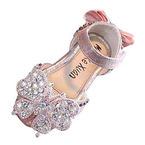 Prinzessin Schuhe Mädchen Mit Schmetterling - Kristall Kleid Schuhe Strasssteinen Abendschuhe Party Glitzerschuhe rutschfest Kinderschuhe Mary Jane Halbschuhe Weichen Einzelne Schuhe von Generic