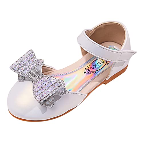 Prinzessin Schuhe Mädchen - Sandaletten Mit Bowknot Strassverzierter Ballettschuhe Niedriger Absatz Kleiderschuhe Pu-Leder Tanzschuhe Elegant Geschlossene Sandalen Festlich Sommerschuhe von Generic