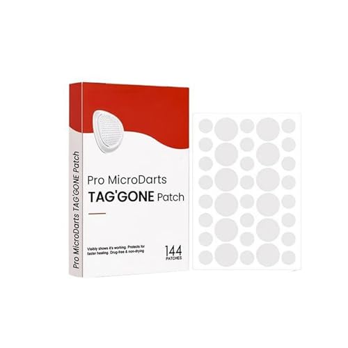 Pro MicroDarts TAG'Gone Patch, Wasserdichtes Micro Needling Patches, Atmungsaktives Hautanhängsel Entfernen Pimple Patches Micro Needle Absorptions-Aknepflaster, 144PCS (Rot) von Generic