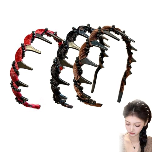 Probability/Probabledy/Basicallyt Retro High Skull Perlen-Stirnband, Stirnbänder mit Zähnen for Damen, elegante rutschfeste Perlen-Stirnbänder, künstliches Haarband for Damen(A) von Generic