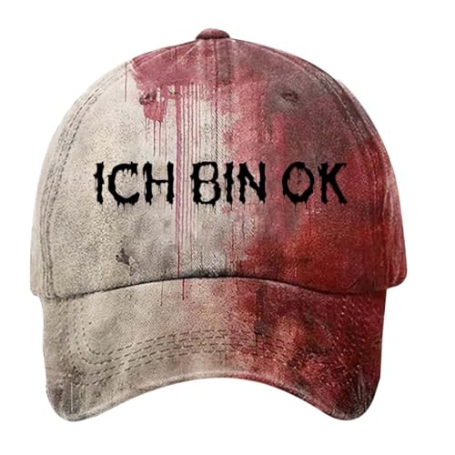 Problem Gelöst Baseball Caps Halloween Unisex Blutspritzer Printed Verstellbar Baumwolle Baseballkappe für Damen Herren Horror Blutige Sport Cap für Sport Reisen Draußen (01 Hellrosa, Eine Größe) von Generic