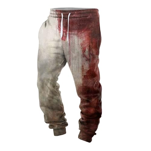 Problem Gelöst Halloween 2024 Herren Leicht Sweatpants Hose Bl u tig Schwarze Sporthose Jogginghose Entsetzen Bl utspritzer Leinenhose Lang Schlupfhose Halloween Herren Leicht Sweatpants (Purple, XL) von Generic