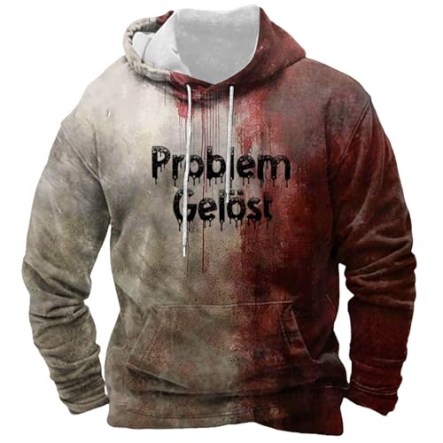 Problem Gelöst Hoodie Halloween Herren Kapuzenpullover Pullover Blood Stain Halloween Casual Hoody Männer Blutspritzer Muster Kapuzenjacke Problem Gelöst Hoodie Herren Kapuzenpullover (XL) von Generic