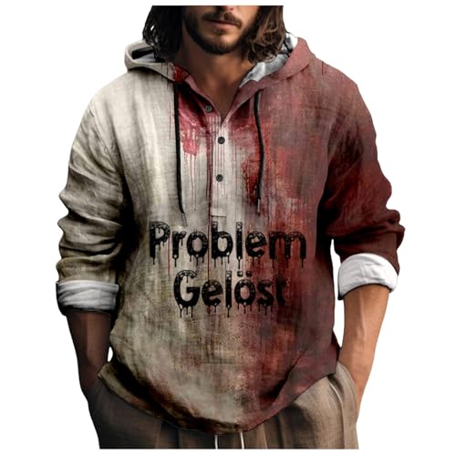 Problem Gelöst Hoodie Halloween Kapuzenpullover Herren Pullover Blood Stain Halloween Knopfleiste Hoody Männer Blutspritzer Muster Kapuzenjacke Sweatshirt Entsetzen Bedruckt Freizeit Horror Costumes von Generic