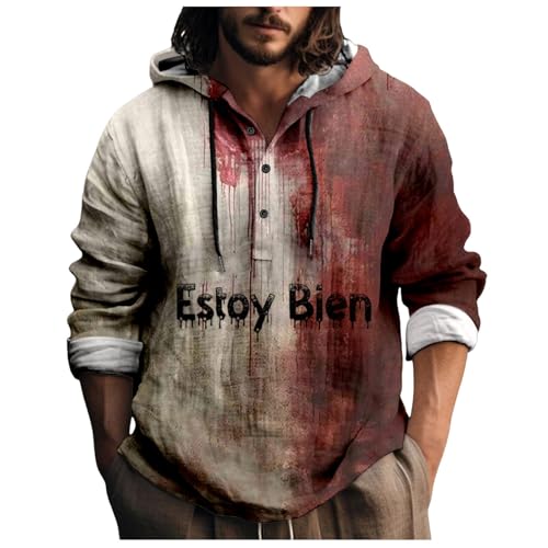 Problem Gelöst Hoodie Halloween Kapuzenpullover Herren Pullover Blood Stain Halloween Knopfleiste Hoody Männer Blutspritzer Muster Kapuzenjacke Sweatshirt Entsetzen Bedruckt Freizeit Horror Costumes von Generic