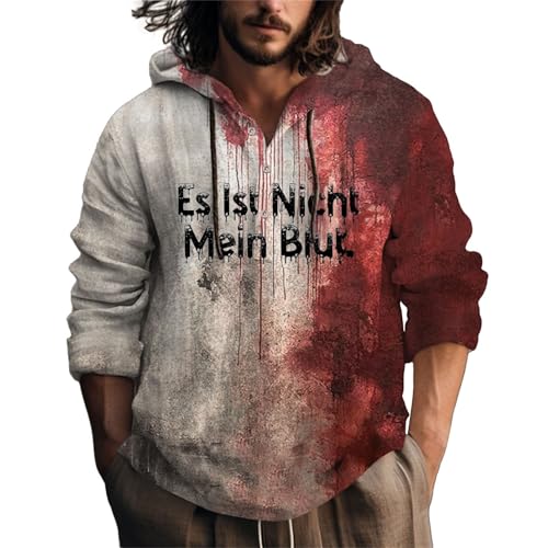 Problem Gelöst Hoodie Herren Halloween Kapuzenpullover Blutspritzer Muster I'm Fine Pullover Halloween Oversize Casual Hoody Männer Blood Stain Kapuzenjacke Sweatshirt Entsetzen Bedruckt Kapuzenshirt von Generic