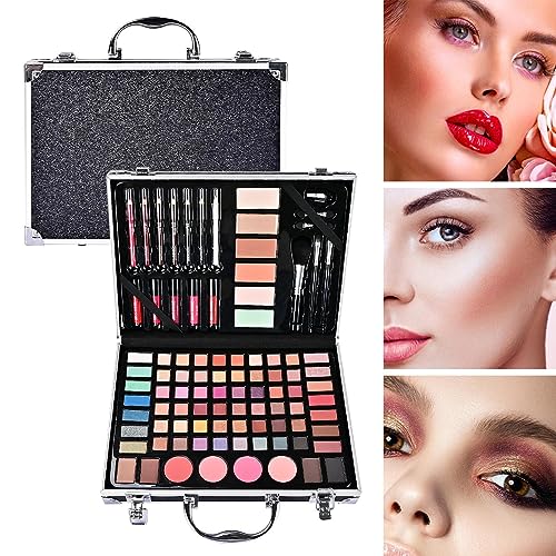 Professionelles Make-up-Set,Make-up-Set für Mädchen | 81 Farben hochpigmentierte Make-up-Kombination mit 62 Lidschatten, 4 Brauenpuder, 5 Lipgloss, 4 Rouge, 6 Konturcremes von Generic