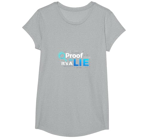 Proof Or Lie Data Geek Humor Binary Code Faktencheck T-Shirt, Girls, Grau Meliert, S von Generic