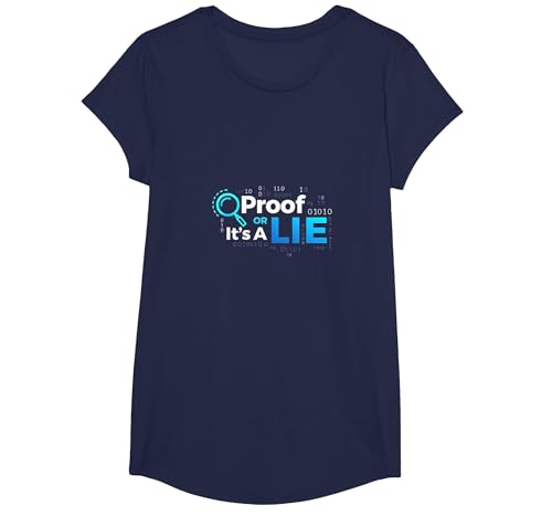 Proof Or Lie Data Geek Humor Binary Code Faktencheck T-Shirt, Girls, Marineblau, S von Generic
