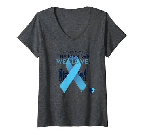 Prostatakrebsbewusstsein: Kampf für die Männer, die wir lieben T-Shirt mit V-Ausschnitt, Damen, Anthrazit Meliert, S von Generic