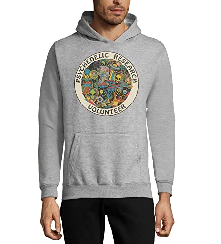 Psychedelic Research Volunteer Trippy Halluzinations Grafik Unisex Baumwollmischung Kapuzen-Sweatshirt Hoodie Grau, grau, XL von Generic