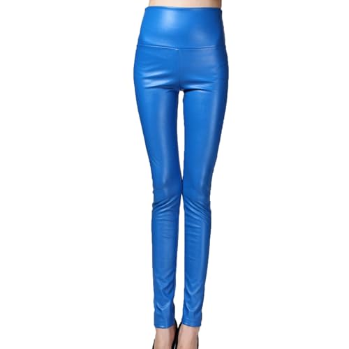 Pu Lederhose Damen Große Größen: Lederhose Damen High Waist Lederleggings Glänzend Glanz Leggings Skinny Leder-Leggings Glanz Sportleggings Booty Scrunch Push Up Leggings Stretch Fitness Leggings von Generic