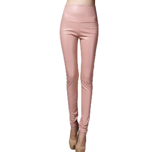 Pu Lederhose Damen Große Größen: Lederhose Damen High Waist Lederleggings Glänzend Glanz Leggings Skinny Leder-Leggings Glanz Sportleggings Booty Scrunch Push Up Leggings Stretch Fitness Leggings von Generic