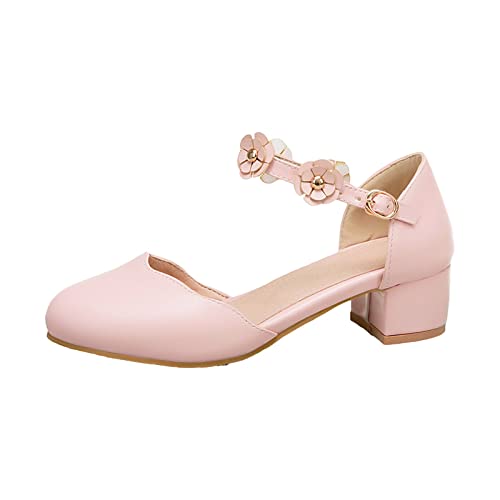 Pu Prinzessin Schuhe Mädchen: Sandalen Mädchen Glitzer Freizeitschuhe Mit Absatz Elegante Kleidschuhe Partys Atmungsaktiv Lederschuhe Prom Strasssteine Glitz (Pink, 33.5 Big Kids) von Generic