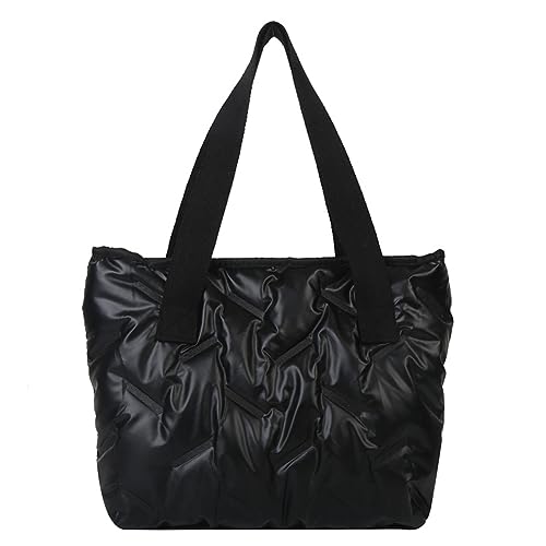 Puffer Casual Bag Solid Color Weiche Frauen gepolsterte Tasche große Kapazität Leicht glänzend for weibliche Einkäufe im Freien (schwarz) von Generic