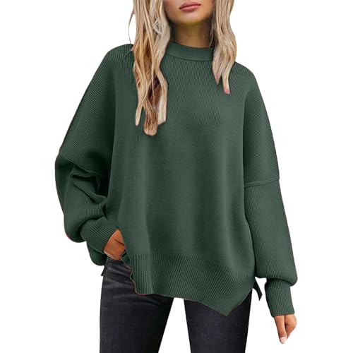 Pullover Damen, Damen Grobstrickpullover Cotton Rundhals Pullover Langarm Strickpullover Oversize Weich Jumper Sweater Warm Lose Tops Sweatshirt Winter Oberteile Lässige Strickpulli von Generic