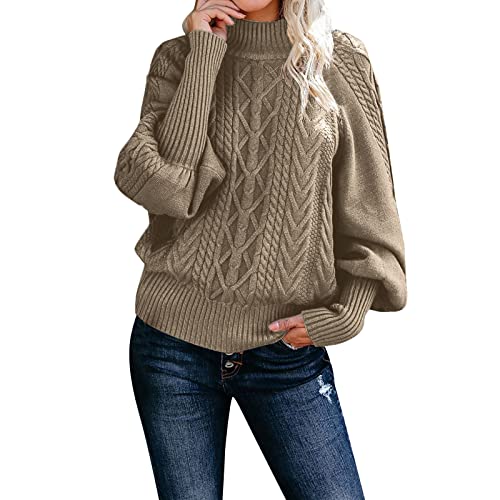 Pullover Damen, Damen Grobstrickpullover Knitted Rollkragenpullover Langarm Strickpullover Oversize Weich Jumper Sweater Kostüm Tops Sweatshirt Winter Oberteile Lässige Strickpulli von Generic