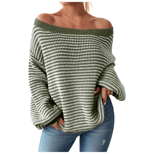 Pullover Damen, Damen Pullover Schulterfrei Lässig Strickpullover Warm Langarm Sweater Einfarbig Elegant Sweatshirt Pulli Winter Longpullover Casual Lose Strickpulli Oberteile Pullover Damen, Damen Pullover Schulterfrei Lässig Strickpullover Warm Langarm Sweater Einfarbig Elegant Sweatshirt Pulli Winter Longpullover Casual Lose Strickpulli Oberteile von Generic