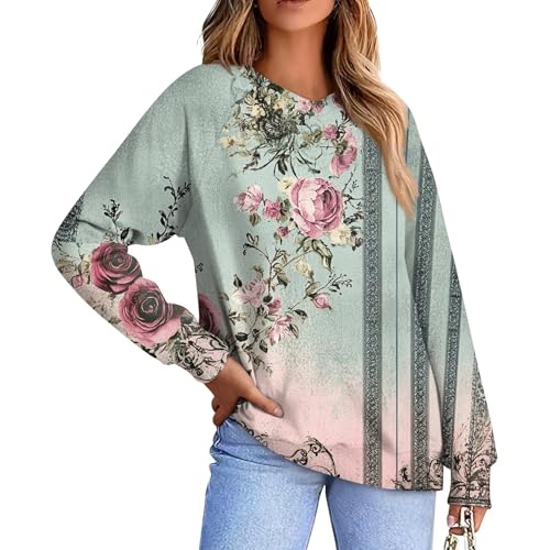 Pullover Damen, Langarmshirt Damen Pullover Für Longpullover Oberteile Oversize Kuschelpullover Damen Pullover Elegant Pulli Party Oberteil Longpulli Sweatshirt (1-Hell Grau,L) von Generic