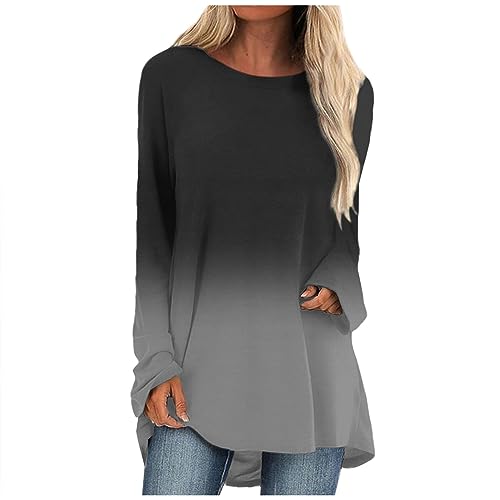 Pullover Damen, Laufshirt Damen Langarm Crewneck Sweatshirt Batik Pullover Oberteile Herbst Longpullover Für Langarmshirts Tshirt Oversize Funktionsshirt Oversized Kuschelhoody (2-Schwarz,XXL) von Generic