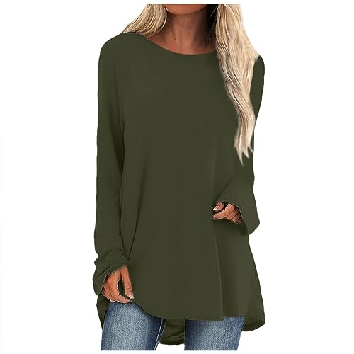 Pullover Damen, Oversized Tshirt Damen Crewneck Sweatshirt Batik Pullover Oberteile Herbst Longpullover Für Oversize Funktionsshirt Festlicher Long Bluse Für Damen(1-Armee Grün,L) von Generic