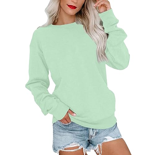 Pullover Damen, Pullover Damen Elegant Sweatshirt Ohne Kapuze Street One Beheizbare Pullover Oberteil Damen Elegant Langer Langarmshirt V-Ausschnitt Oversize T Shirt Damen Pullover (Grün,3XL) von Generic